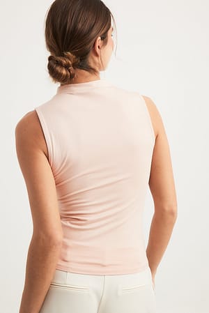 Dusty Pink Soft Line Funnel Neck Top