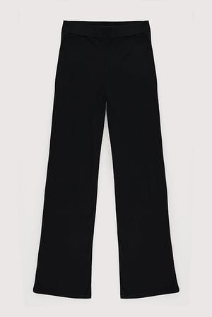 Soft Ribbed Wide Pants Black | NA-KD