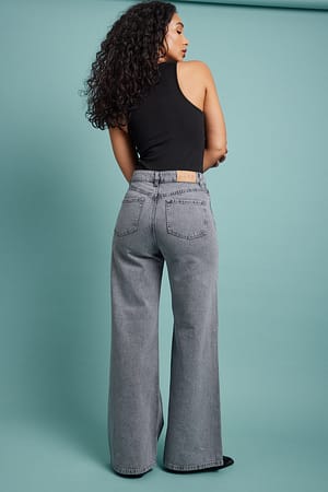 Soft Rigid Wide Jeans Grey | NA-KD