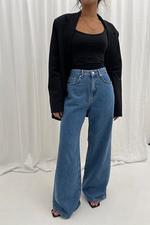 Soft Rigid Wide Jeans Blue | NA-KD