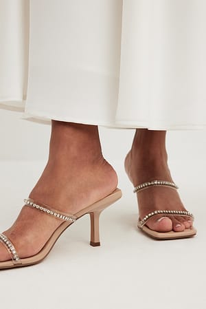 Nude Sparkling Double Strap Sandals
