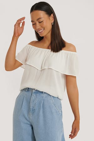 Offwhite Schulterfreies Top
