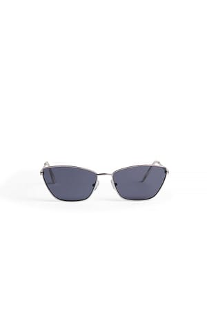 Silver/Black Square Metal Frame Sunglasses