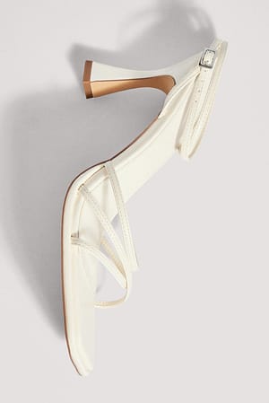 White Squared Hourglass Strappy Heels