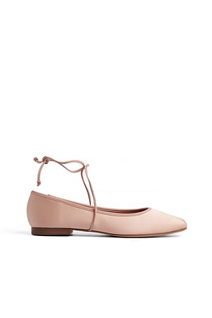 Dusty Pink Squared Toe Strap Detail Ballerina