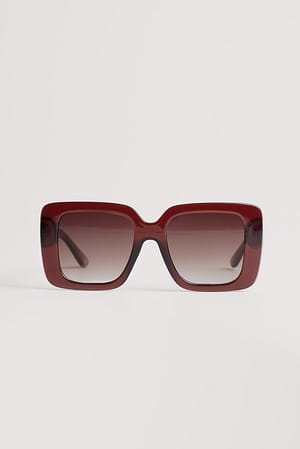 Brown Kwadratowe okulary przeciwsłoneczne z szerokimi ramkami