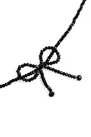 Black Halsband med rosett och strass