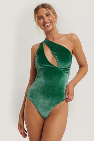 Green Karina Tschäry Cut Detail Swimsuit