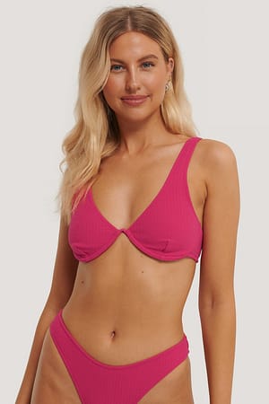 Raspberry Parte De Arriba De Bikini Con Detalle De Cordón