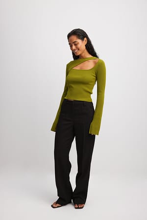 Cut Out Detail Fine Knitted Top Outfit