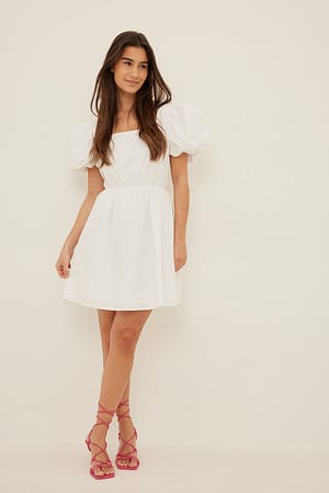 Lacing Back Cotton Dress Outfit.