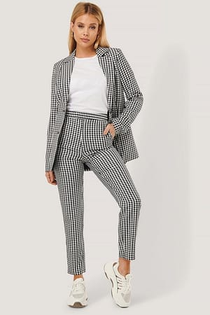High Waist Checkered Suit Pants