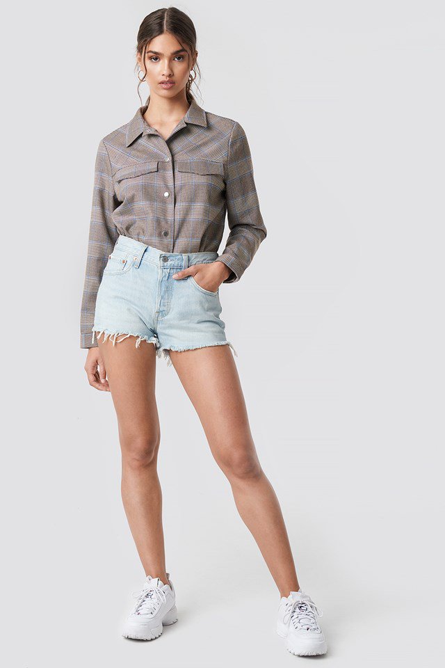 Denim Shorts with Oversized Shirt