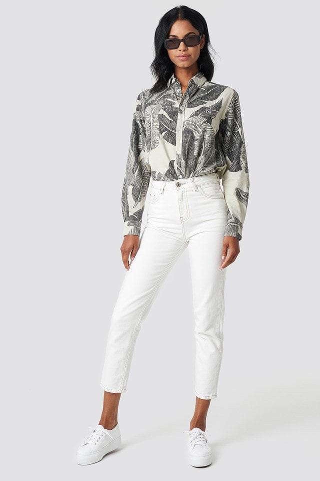 Floral Printed Shirt with White Trousers