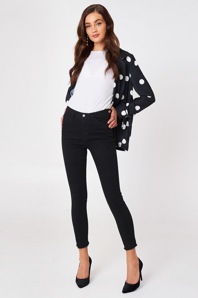 Black Fray Hem Jeans