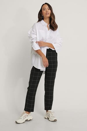 Elastic Waist Check Pants Outfit.