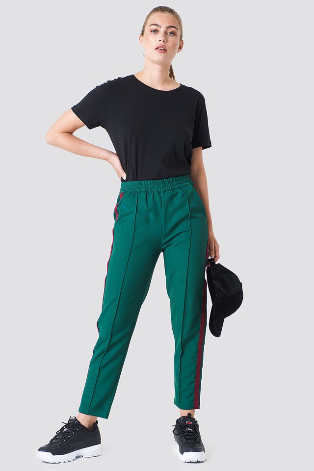 Side Stripe Joggers with Tee and Sneakers