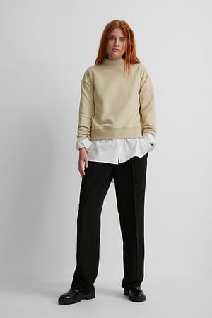 High Neck Sweatshirt Outfit.
