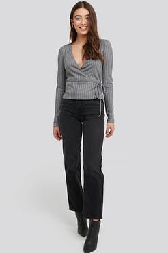 Overlap Ribbed Top Outfit.