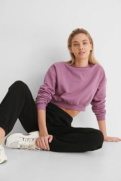Cropped Brushed Sweatshirt Outfit.
