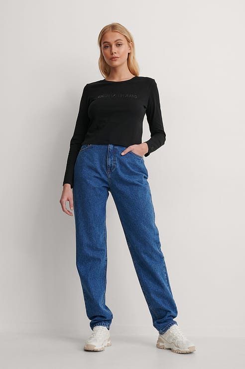 Straight High Waist Jeans Blue | NA-KD