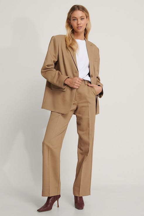 Ganni Women's Twill Suit Pants Beige