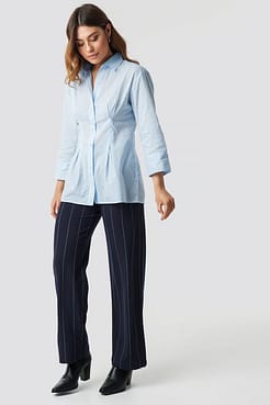 Pleat Detail Oversized Shirt Outfit.