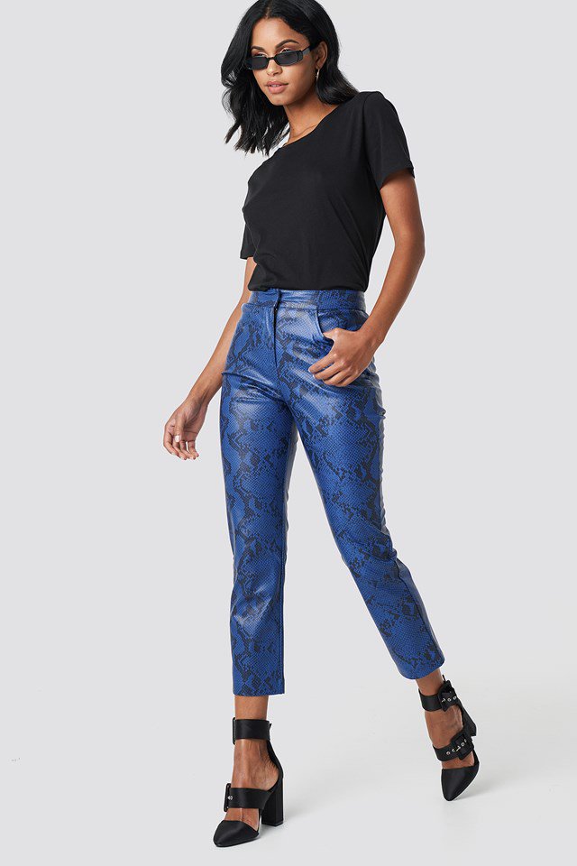 Snake Printed PU Pants