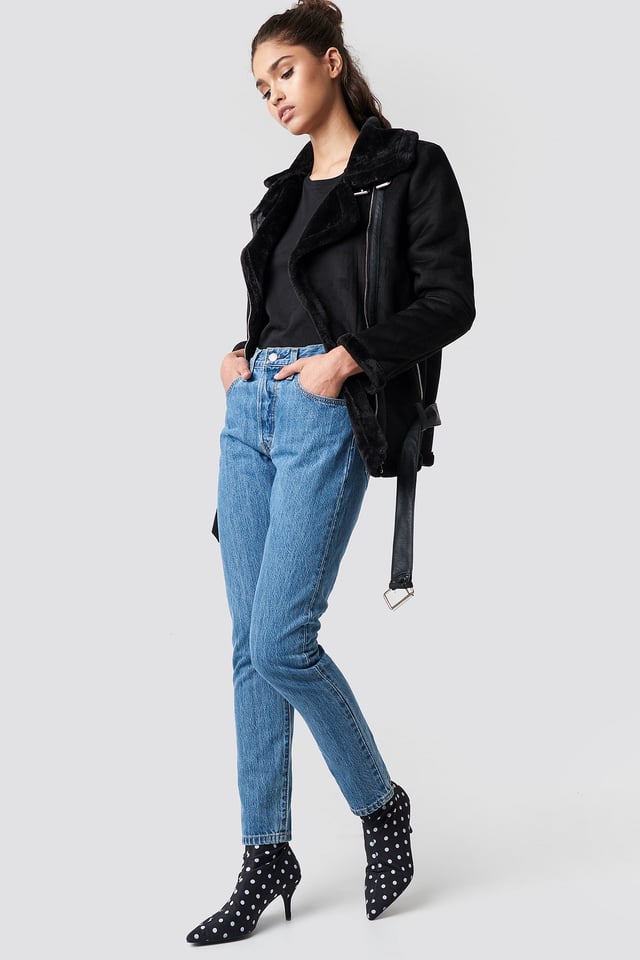 Warm Biker Jacket and Denim Outfit