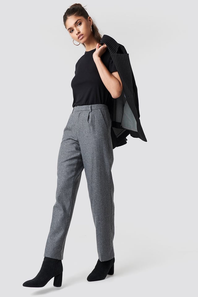 Creased Wide Leg Pants and Blazer