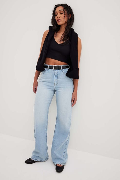 Relaxed Full Length Jeans Blue | NA-KD