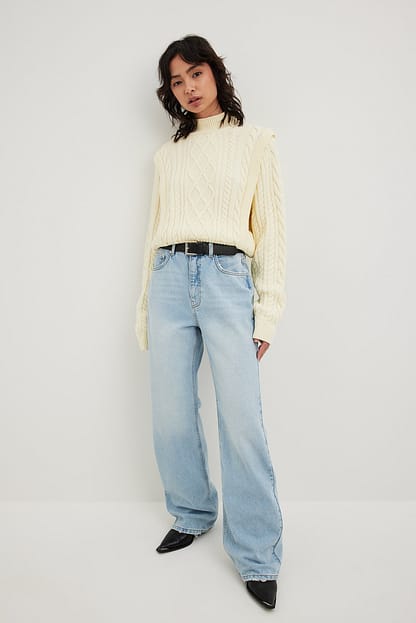 Off White Cable Knit Crop Sweater