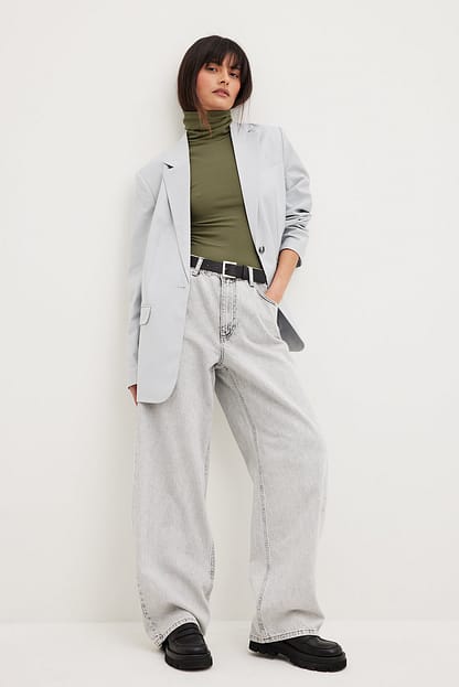 Grey Oversized-fit Tailored Blazer