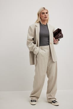 Striped Mid Waist Trousers Outfit