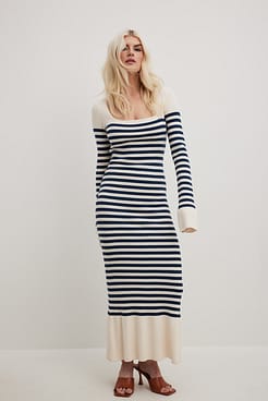 Striped Knitted Maxi Dress Outfit