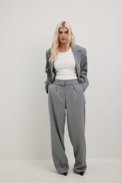 Lacing Detail Mid Waist Trousers Outfit