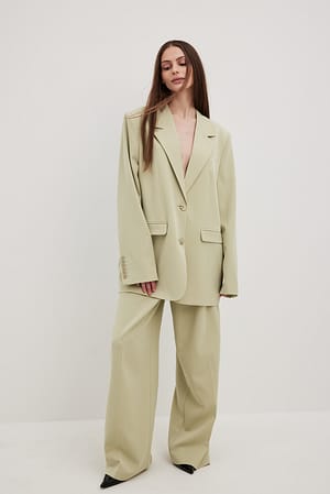 Mid Waisted Pleat Suit Trousers Outfit