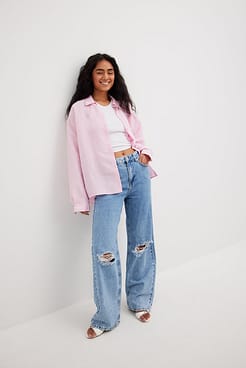Soft Rigid Wide Leg Destroyed Jeans Outfit