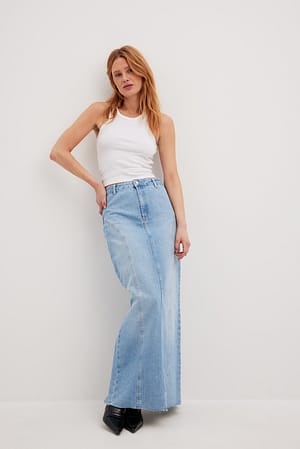 Recycled Maxi Denim Skirt Outfit