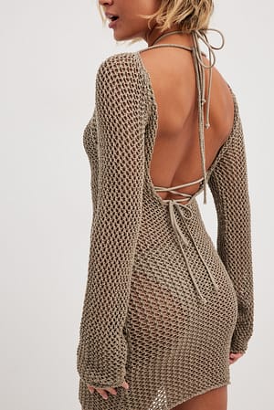 Open Back Crochet Mini Dress Outfit