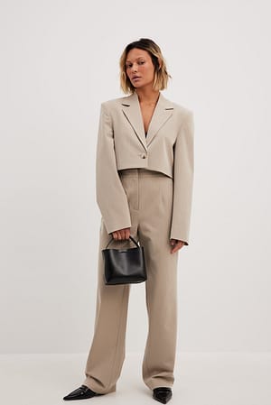 High Waist Pinstriped Straight Leg Suit Pants Outfit