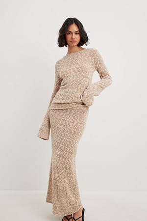 Melange Knitted Sweater Outfit