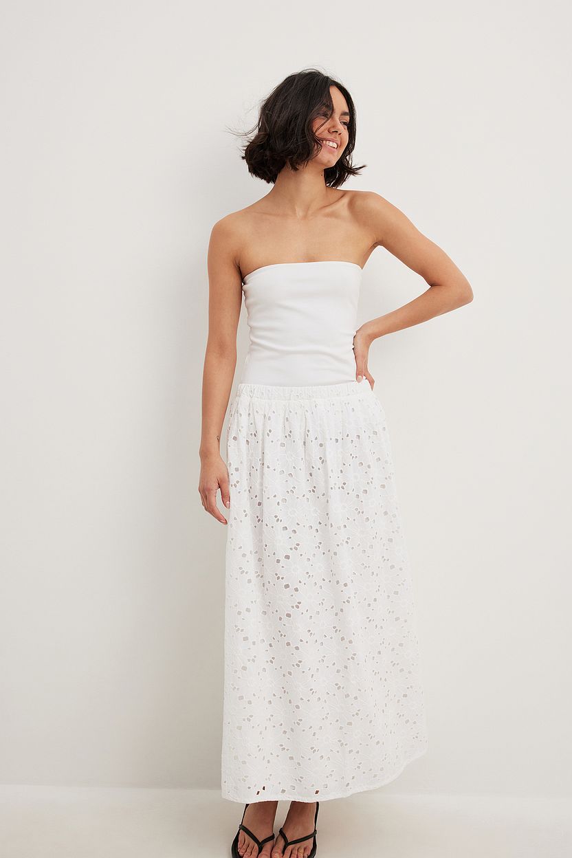 Broderie Anglaise Maxi Skirt White