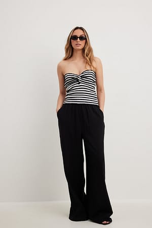 Structured Flowy Elastic Waist Pants Outfit