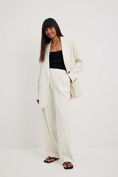 Mid Waist Tailored Suit Pants Offwhite | NA-KD