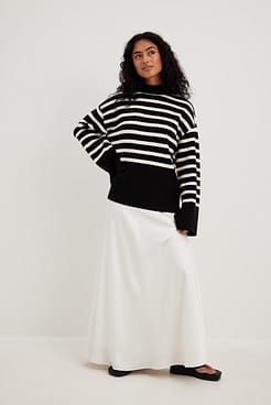 Striped Turtle Neck Knitted Sweater  Outfit