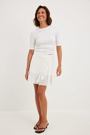 Asymmetric Recycled Frill Mini Skirt Outfit