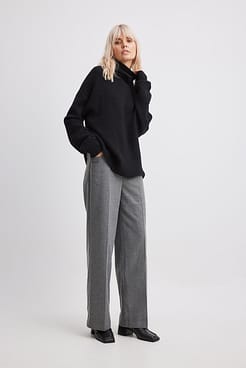 Flannel Wide Leg High Waist Trousers Outfit