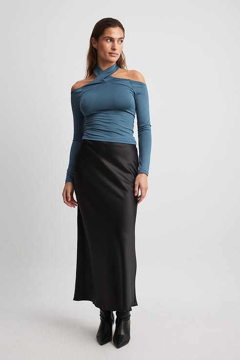 Midi Skirt Heavy Cupro Satin 600079257blk main image 0