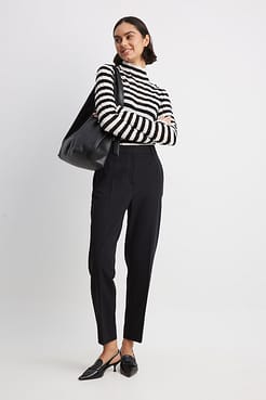 Straight High Waist Cropped Suit Pants Outfit